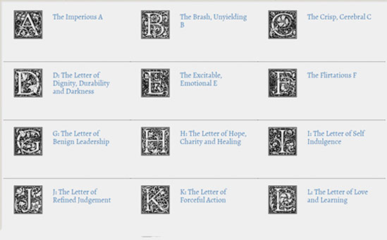 Screenshot of the letters